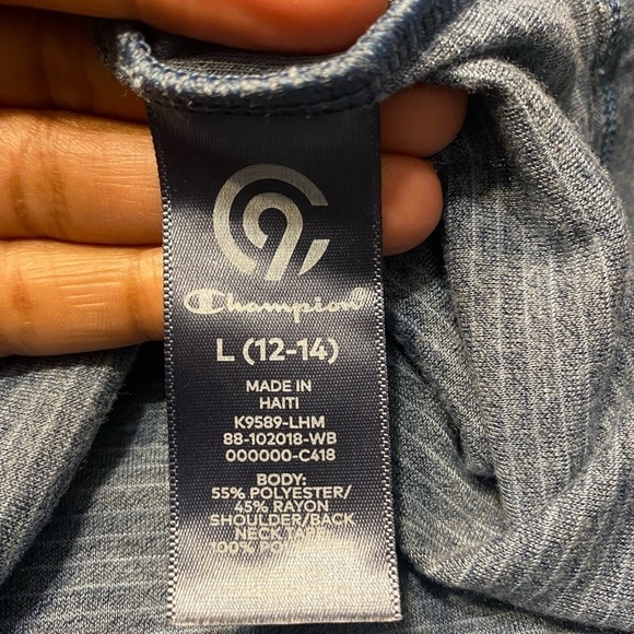 CHAMPION Womens Shirt Size L(12-14) Long Sleeve Striped Print Gray Active Top. - Picture 8 of 9